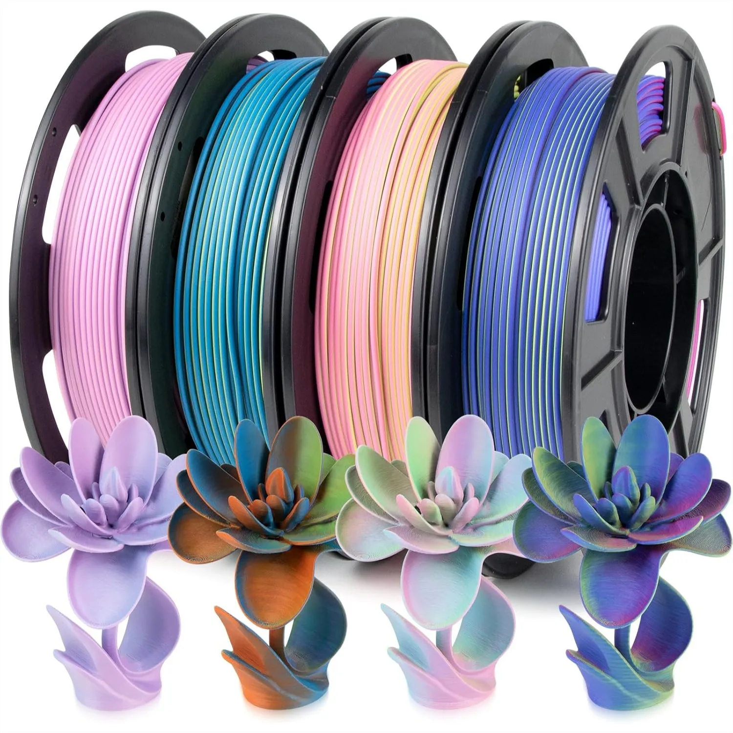 3D Printer Filament Bundle, Tri Color Rainbow PLA+ 1.75mm, 250g*4 Spools for FDM Printers
3D Printer Filament Bundle, Tri Color Rainbow PLA+ 1.75mm, 250g*4 Spools for FDM Printers