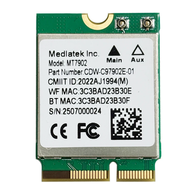 MT7902 WIFI 6E Networking Card BT5.2 Low Latency For Desktop Laptop And Industrial PC Ensuring
MT7902 WIFI 6E Networking Card BT5.2 Low Latency For Desktop Laptop And Industrial PC Ensuring