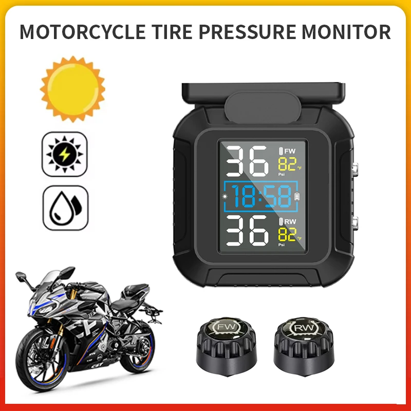 Motorcycle TPMS Solar Power Tire Pressure Monitor Real Time Tire Pressure Monitoring System Temperature Sensor Alarm System
Motorcycle TPMS Solar Power Tire Pressure Monitor Real Time Tire Pressure Monitoring System Temperature Sensor Alarm System