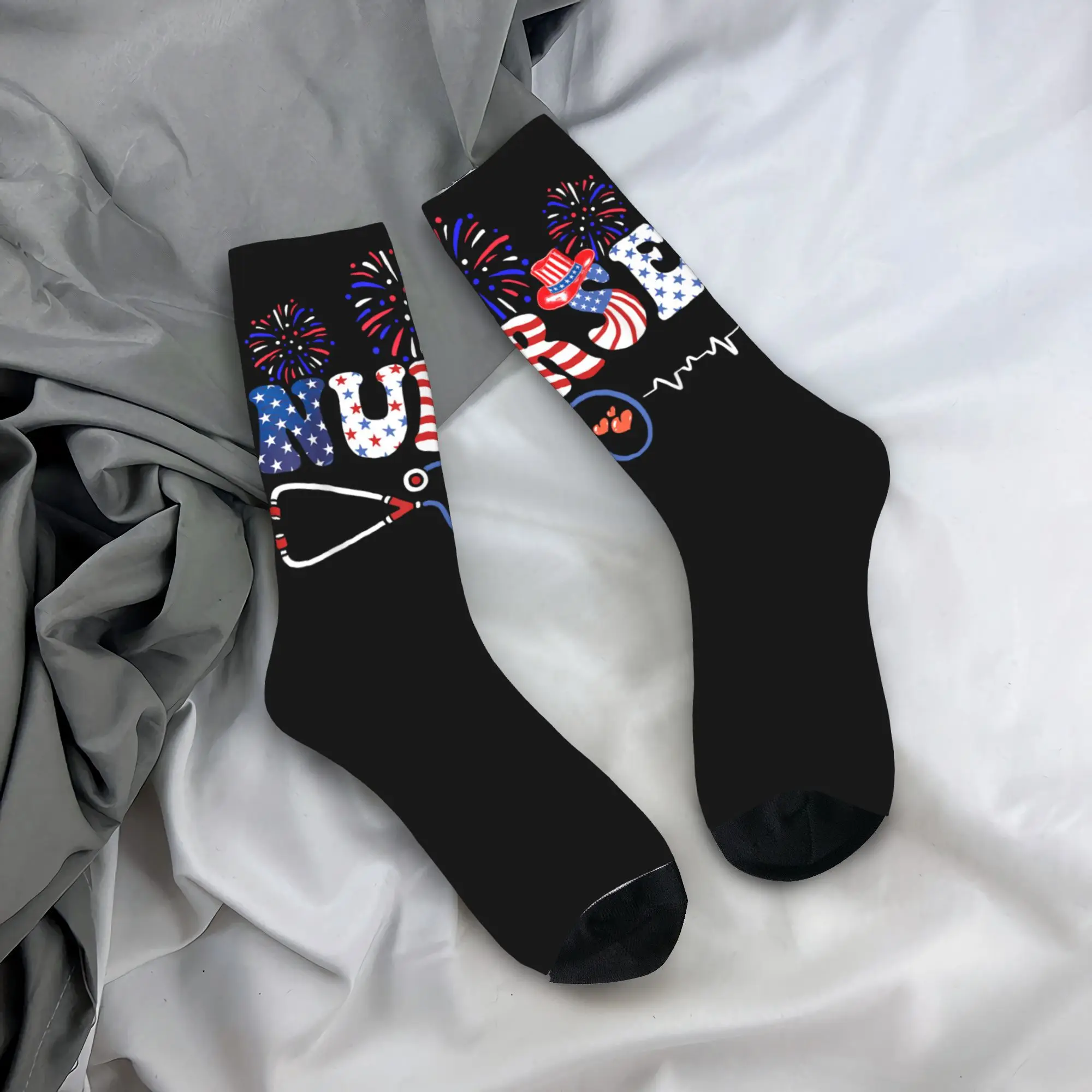 USA American Flag Patriotic Nurse Stethoscope 4th of July Stockings Socks Spring Non-Slip Socks Men's Climbing Breathable Socks
USA American Flag Patriotic Nurse Stethoscope 4th of July Stockings Socks Spring Non-Slip Socks Men's Climbing Breathable Socks