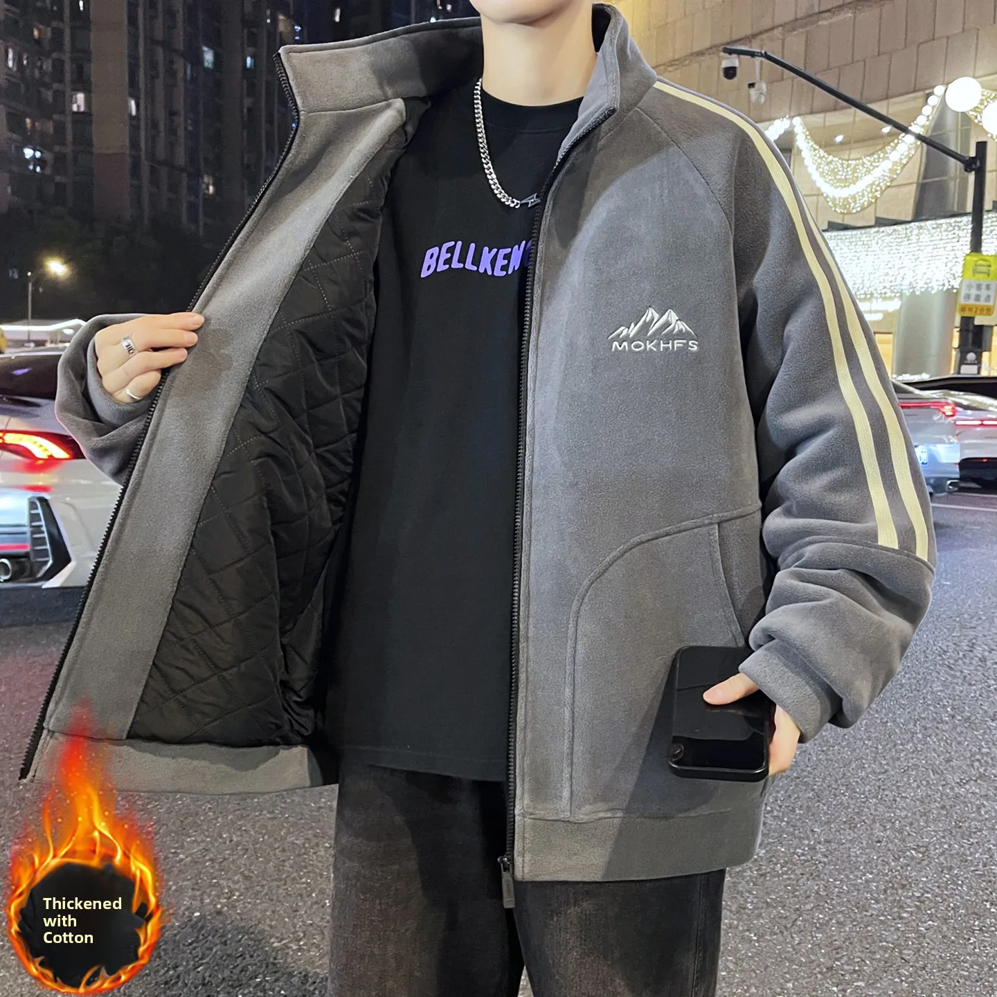 Thickened Fleece Men's Jacket Stand Collar Autumn Winter Warm Fashionable Casual Style Standard Fit Outerwear for Daily Use
Thickened Fleece Men's Jacket Stand Collar Autumn Winter Warm Fashionable Casual Style Standard Fit Outerwear for Daily Use