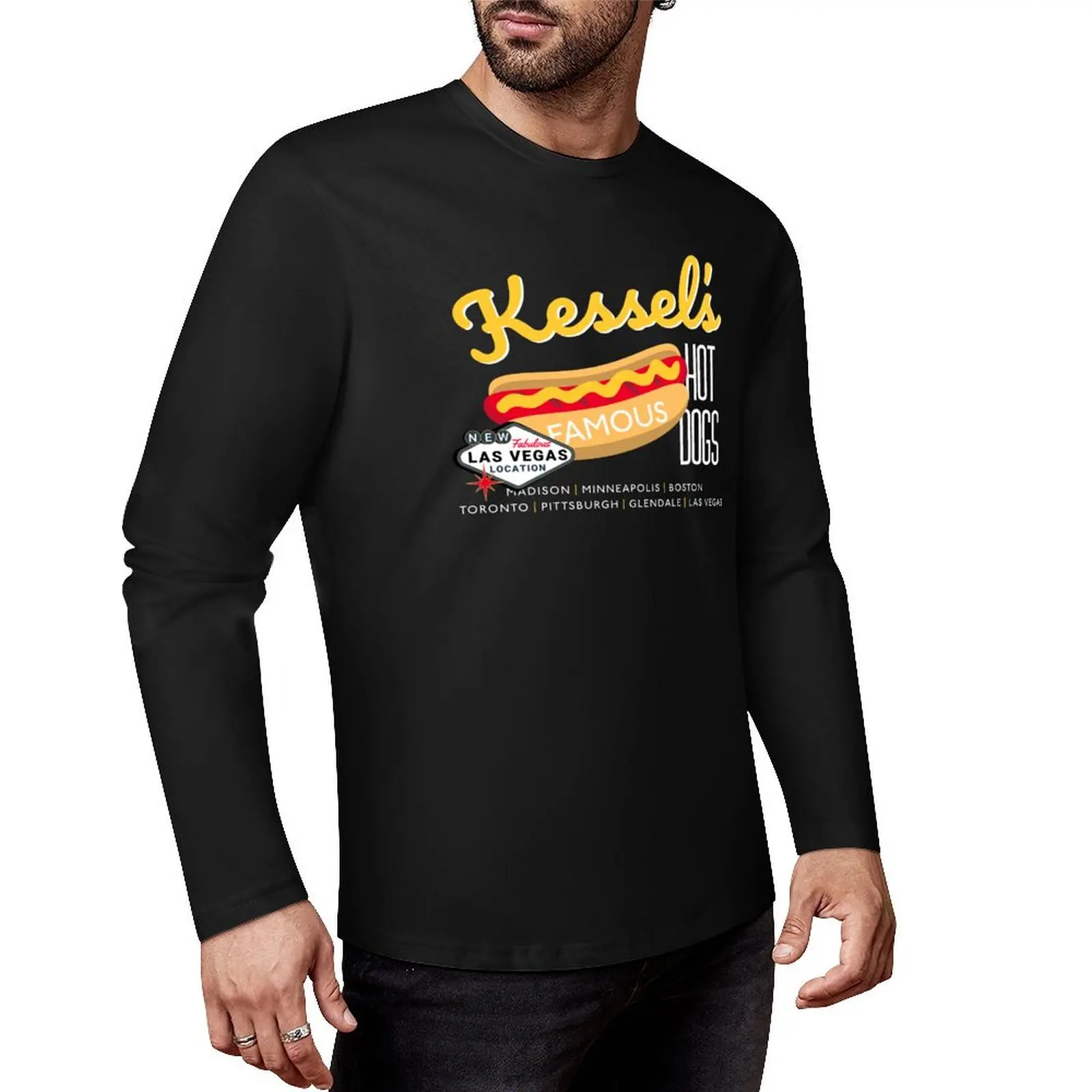 Длинная футболка Kessel's Famous Hot Dogs, черная футболка с рисунком, толстовки, мужские хлопковые футболки
Длинная футболка Kessel's Famous Hot Dogs, черная футболка с рисунком, толстовки, мужские хлопковые футболки