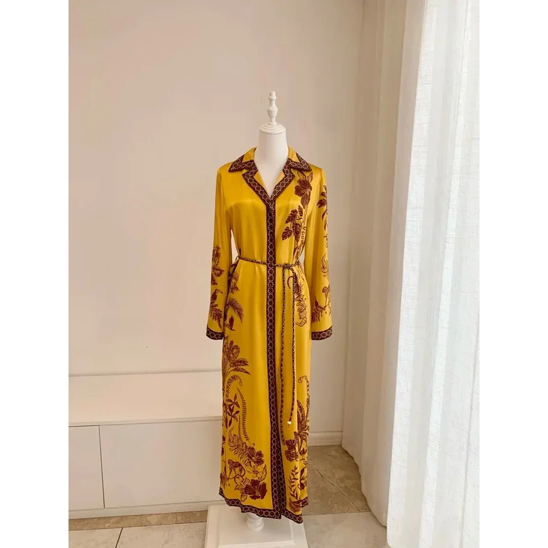 2026 Women Turn-down Collar Banana Leaf Patterned 100% Silk Shirt Long Dress
2026 Women Turn-down Collar Banana Leaf Patterned 100% Silk Shirt Long Dress