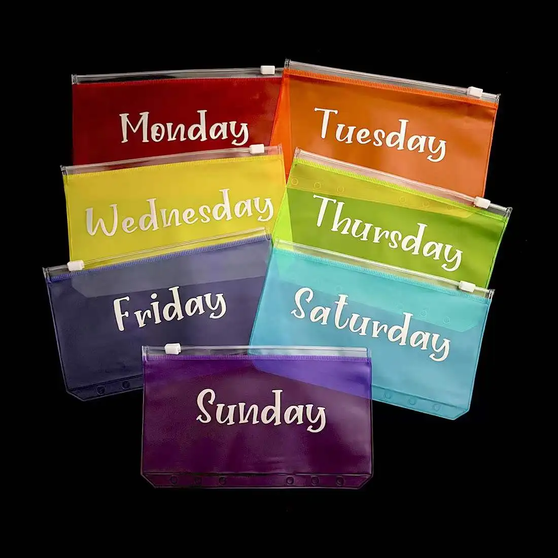 7Pcs Week English Colorful Zipper Binder Pockets for A6 Budget Binder 6 Holes Notebook, Waterproof PVC Money Envelopes Organizer
7Pcs Week English Colorful Zipper Binder Pockets for A6 Budget Binder 6 Holes Notebook, Waterproof PVC Money Envelopes Organizer