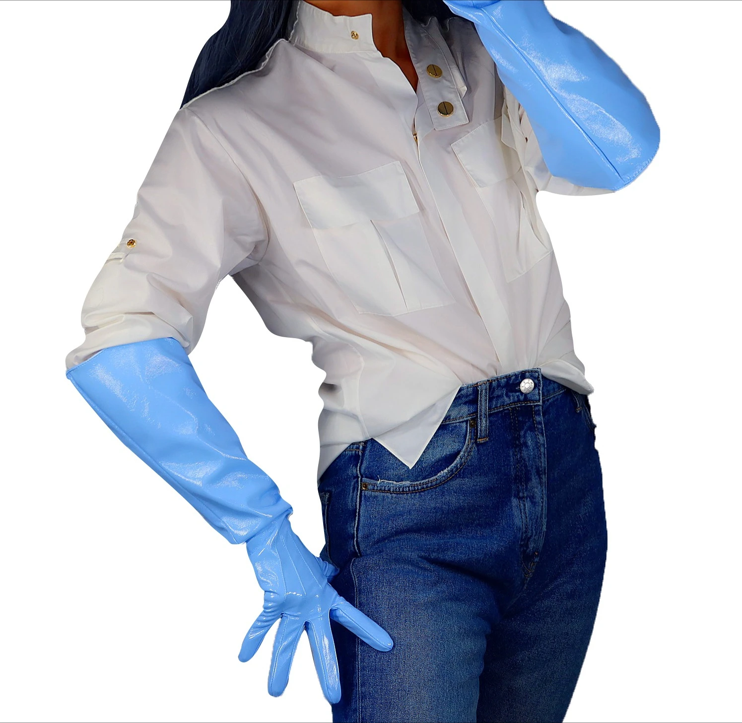 DooWay Unisex POWDER BLUE Puff GLOVES 50cm Elbow Long LATEX Wet Look Faux Leather Fashion Costume Cosplay Halloween Glove
DooWay Unisex POWDER BLUE Puff GLOVES 50cm Elbow Long LATEX Wet Look Faux Leather Fashion Costume Cosplay Halloween Glove