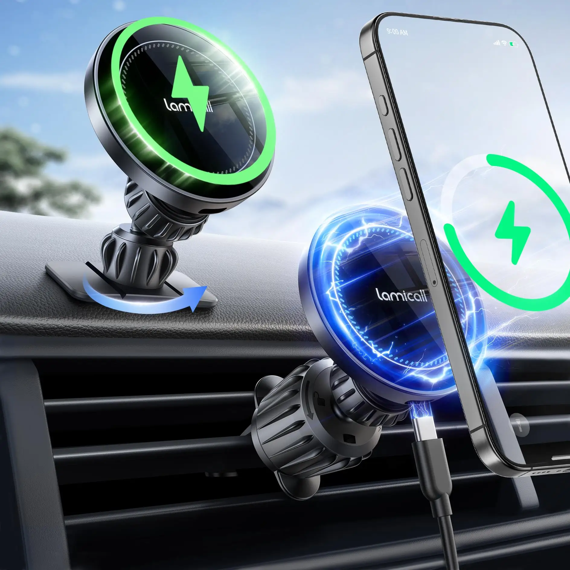 Lamicall 15W Magnetic Wireless Car Charger 2 in 1 Dashboard Adhesive Air Vent Mount Fast Charging Phone Holder Stand Auto Interior Accessories for Magsafe iPhone 16 15
Lamicall 15W Magnetic Wireless Car Charger 2 in 1 Dashboard Adhesive Air Vent Mount Fast Charging Phone Holder Stand Auto Interior Accessories for Magsafe iPhone 16 15