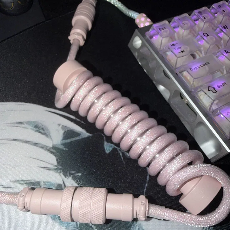 UNKNOWN ERROR Z59 Keyboard Line Three-Section Luminous Aviation Connector Cable 8K Keyboard Cable Custom Gaming Accessories