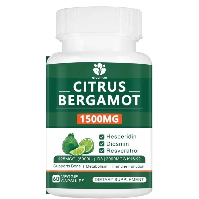 Citrus bergamot 1500mg contains hesperidin, resveratrol, vitamin D3, K1, and K2- supports bone health with 60 vegetable capsules
Citrus bergamot 1500mg contains hesperidin, resveratrol, vitamin D3, K1, and K2- supports bone health with 60 vegetable capsules