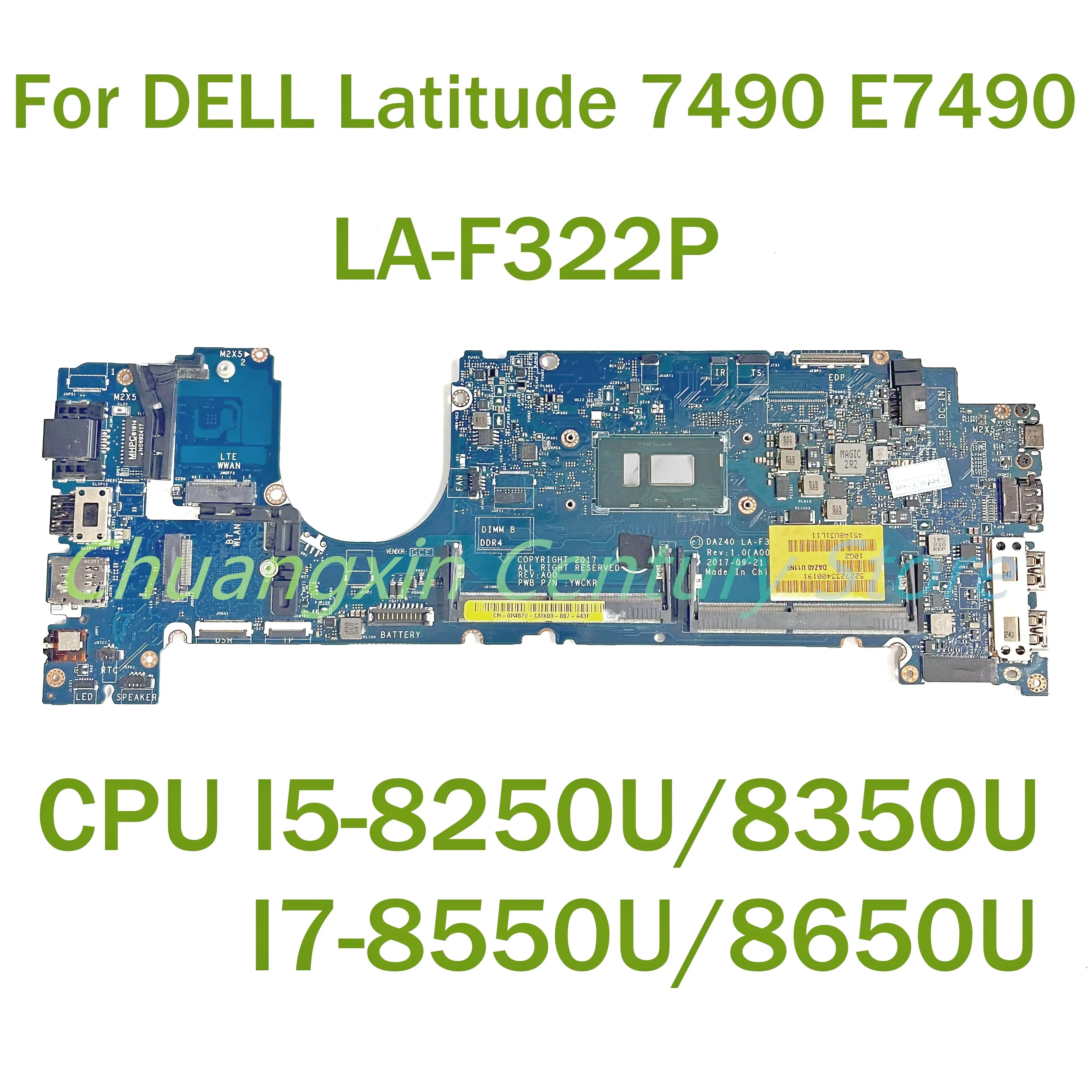 For DELL Latitude 7490 E7490 Laptop motherboard LA-F322P/LA-F321P with CPU I5-8250U/8350U I7-8550U/8650U 100% Tested Fully Work
For DELL Latitude 7490 E7490 Laptop motherboard LA-F322P/LA-F321P with CPU I5-8250U/8350U I7-8550U/8650U 100% Tested Fully Work