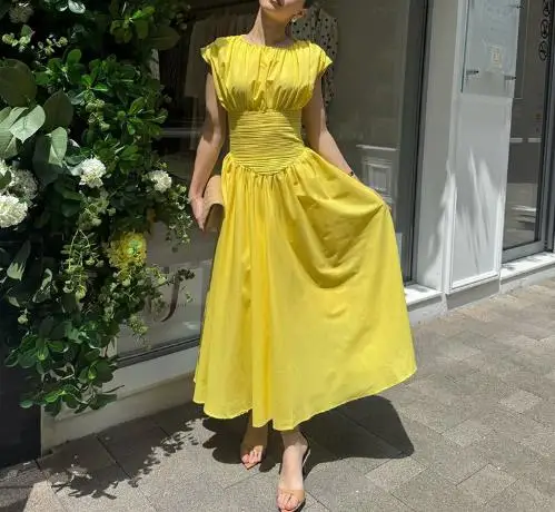 Women's Dress Summer New Elegant and Sweet Style Solid Color Round Neck Pleated High Waist Design Sleeveless A-Line Dress
Women's Dress Summer New Elegant and Sweet Style Solid Color Round Neck Pleated High Waist Design Sleeveless A-Line Dress