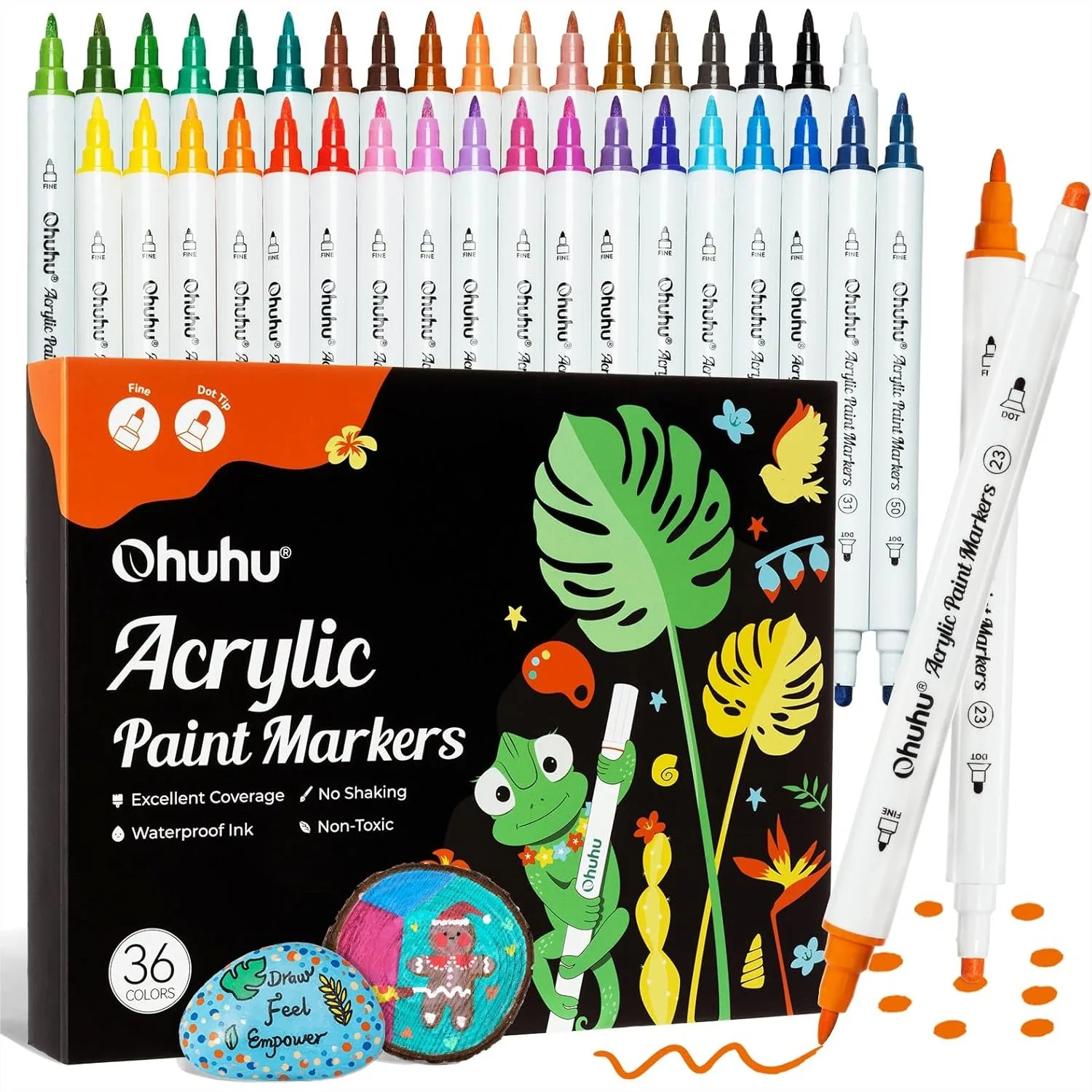 Acrylic Paint Markers Dual Tips: 36 Colors Fine & Dot Pens High Opacity for Rock Painting 3D Prints Egg Wood Glass Ceramic DIY
Acrylic Paint Markers Dual Tips: 36 Colors Fine & Dot Pens High Opacity for Rock Painting 3D Prints Egg Wood Glass Ceramic DIY
