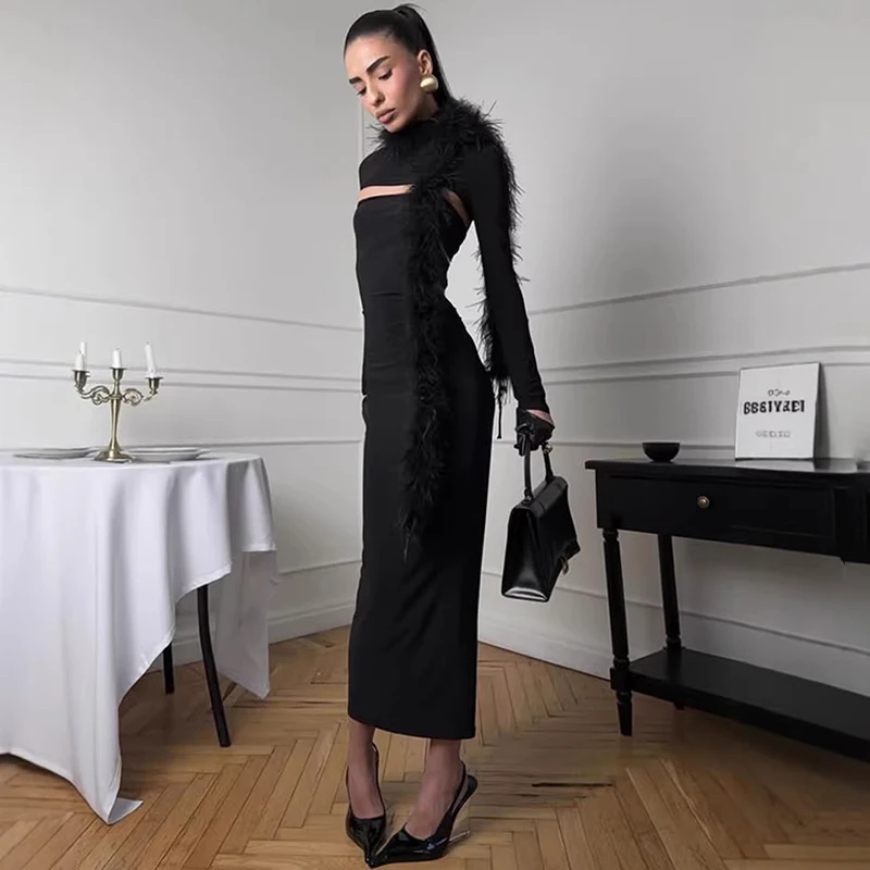 Typhaland Hollow Turtleneck Maxi Dress Women's Streetwear Long Sleeve Black Dress Slim Birthday Party Clothes Summer Fashion
Typhaland Hollow Turtleneck Maxi Dress Women's Streetwear Long Sleeve Black Dress Slim Birthday Party Clothes Summer Fashion