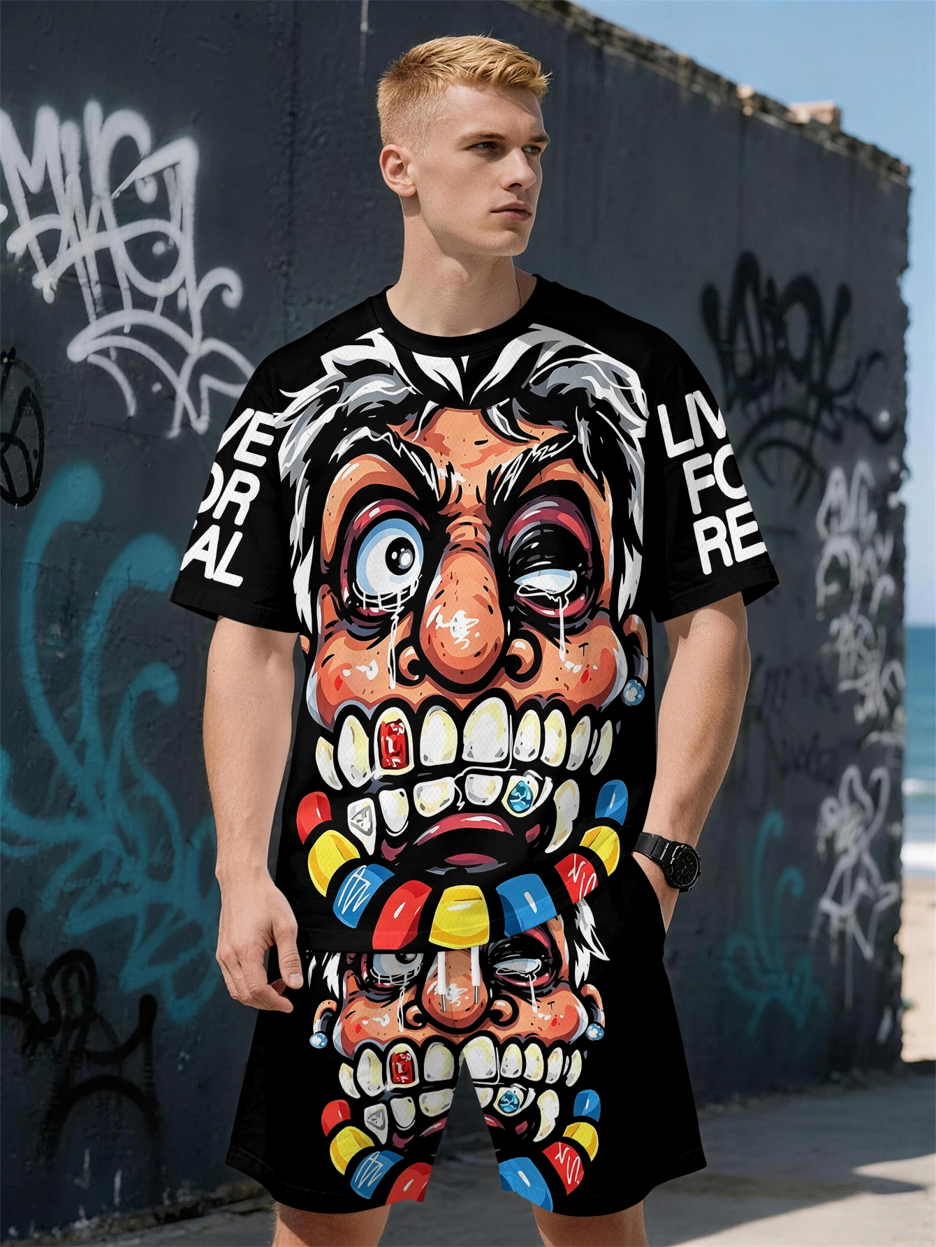 2026 Summer New Men's Short-Sleeved Set with 3D Patterned Print for Street Casual Fashion Comfortable and Soft
2026 Summer New Men's Short-Sleeved Set with 3D Patterned Print for Street Casual Fashion Comfortable and Soft