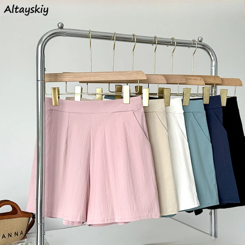 Simple Shorts Women Elastic Waist Pockets Solid Leisure Korean Style Summer Cozy Breathable Loose Fit Outwear Stylish All-match
Simple Shorts Women Elastic Waist Pockets Solid Leisure Korean Style Summer Cozy Breathable Loose Fit Outwear Stylish All-match