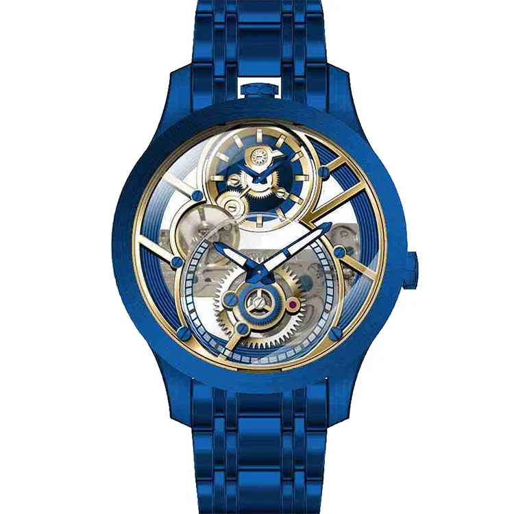 Blue Hollow Out Design Automatic Watch Quartz Mechanical Dual Movement Men's Luxury Watch Stainless Steel Luminous Fashion Watch
Blue Hollow Out Design Automatic Watch Quartz Mechanical Dual Movement Men's Luxury Watch Stainless Steel Luminous Fashion Watch