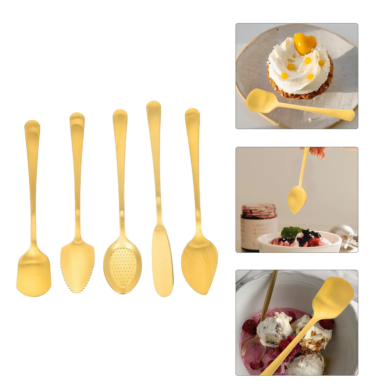 Набор из 1 комплекта ярких изящных ложек из нержавеющей стали: десертные ложки, ложки для торта, нож для масла, ложки для грейпфрута
Набор из 1 комплекта ярких изящных ложек из нержавеющей стали: десертные ложки, ложки для торта, нож для масла, ложки для грейпфрута