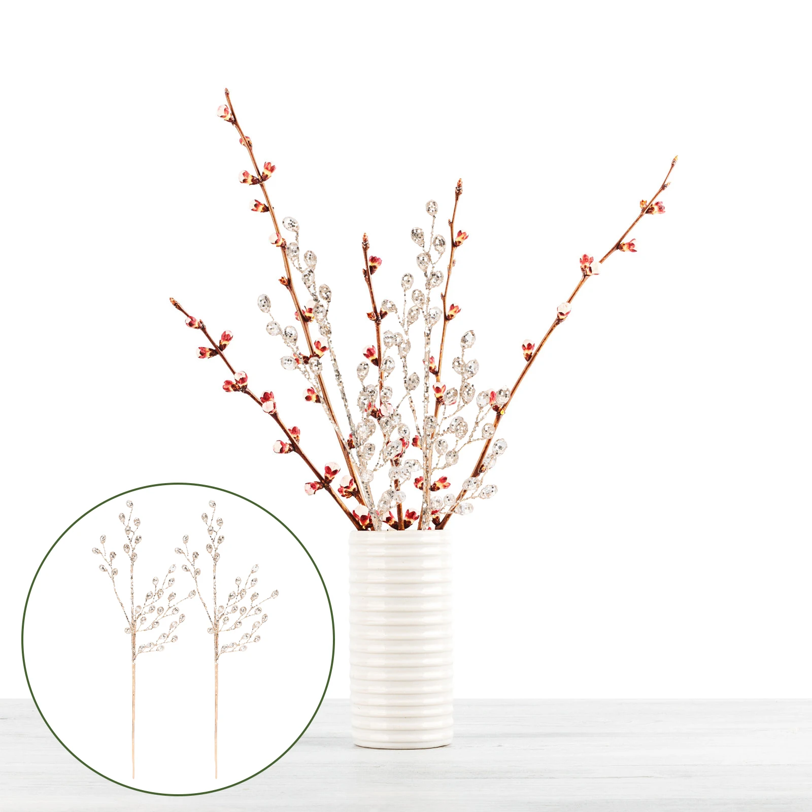 2Pcs Christmas Acrylic Beads Picks Xmas Artificial Stems Simulation Acrylic Stems for Vase Decor Floral Arrangement
2Pcs Christmas Acrylic Beads Picks Xmas Artificial Stems Simulation Acrylic Stems for Vase Decor Floral Arrangement