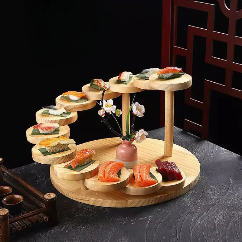 Japanese Staircase BBQ Platter Sushi Sashimi Serving Tray Creative Hot Pot Tableware Wooden Rotating Sushi Plate for Restaurant
Japanese Staircase BBQ Platter Sushi Sashimi Serving Tray Creative Hot Pot Tableware Wooden Rotating Sushi Plate for Restaurant
