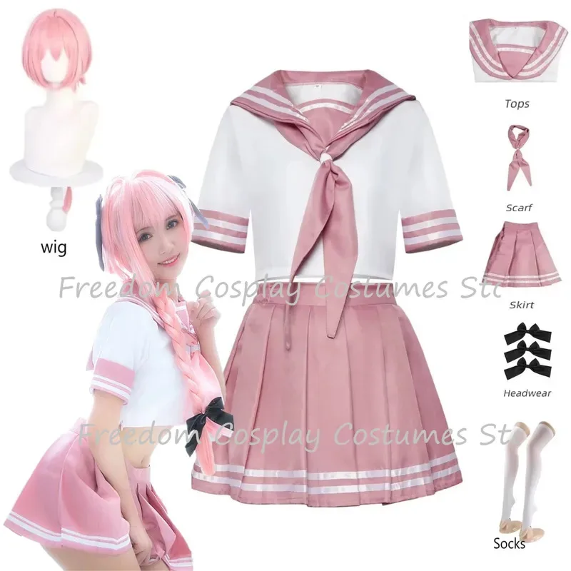 Game Fate/Apocrypha Astolfo Cosplay Costume Twelve Warriors Wig Pink JK Uniform Skirt Woman Sexy Kawaii Sailor Suit
Game Fate/Apocrypha Astolfo Cosplay Costume Twelve Warriors Wig Pink JK Uniform Skirt Woman Sexy Kawaii Sailor Suit