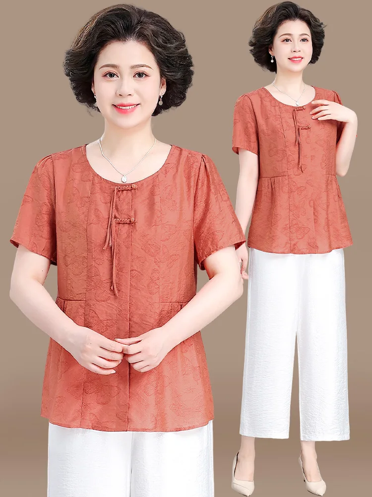 Ele Cotton Linen Summer Outfit for Mom Two Piece Set ort Sve Faionable Loose Fit round Ne Nine Point Pants
Ele Cotton Linen Summer Outfit for Mom Two Piece Set ort Sve Faionable Loose Fit round Ne Nine Point Pants