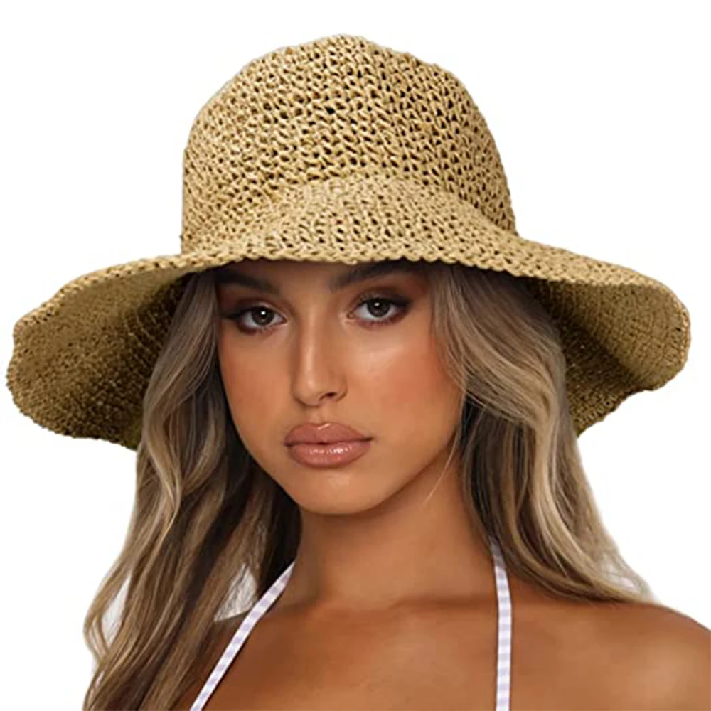Womens Beach Straw Sun Hats Wide Brim Summer Beach Cap for Women Foldable Travel Straw Hat 56-58cm
Womens Beach Straw Sun Hats Wide Brim Summer Beach Cap for Women Foldable Travel Straw Hat 56-58cm