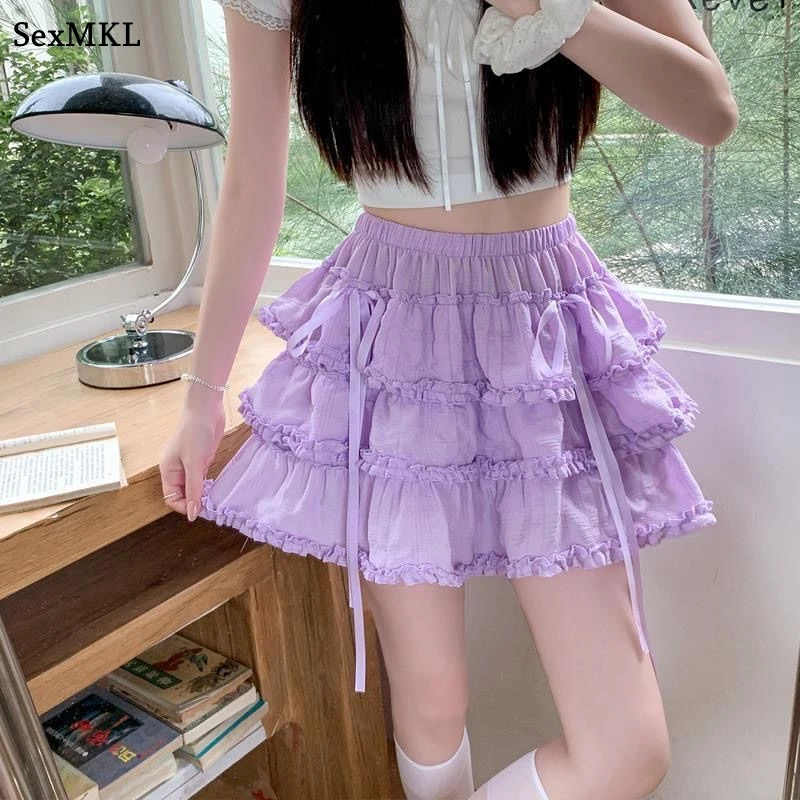 Summer Harajuku Sweet Skirts Women Ball Gown Y2k Japanese Lolita Kawaii JK Ruffles Elastic Waist Mini Skirt with Safety Shorts
Summer Harajuku Sweet Skirts Women Ball Gown Y2k Japanese Lolita Kawaii JK Ruffles Elastic Waist Mini Skirt with Safety Shorts