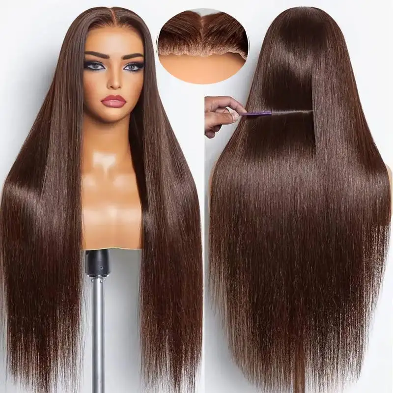 Low Maintenance 13x4 200% 250% Density Full Chocolate Brown Straight Glueless Wig Transparent Lace Front Wigs Straight Human Hair Wig Beginners Friendly Pre Plucked Bleached Pre Cut No Glue No Skill 3s Wear And Go Breathable & Natural Look For Women
Low Maintenance 13x4 200% 250% Density Full Chocolate Brown Straight Glueless Wig Transparent Lace Front Wigs Straight Human Hair Wig Beginners Friendly Pre Plucked Bleached Pre Cut No Glue No Skill 3s Wear And Go Breathable & Natural Look For Women