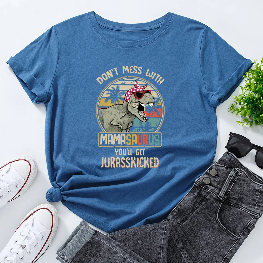 Women's Cotton T-irt Loose Fit ort Sve round Ne Printed Street Sle Dinosaur Creative Thin Summer Top
Women's Cotton T-irt Loose Fit ort Sve round Ne Printed Street Sle Dinosaur Creative Thin Summer Top