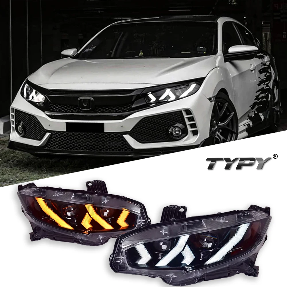 TYPY автомобиль для Honda Civic 10th фары 2016-2021 обновление модифицированный новый DRL динамический указатель поворота светодиодные фары автоаксессуары
TYPY автомобиль для Honda Civic 10th фары 2016-2021 обновление модифицированный новый DRL динамический указатель поворота светодиодные фары автоаксессуары