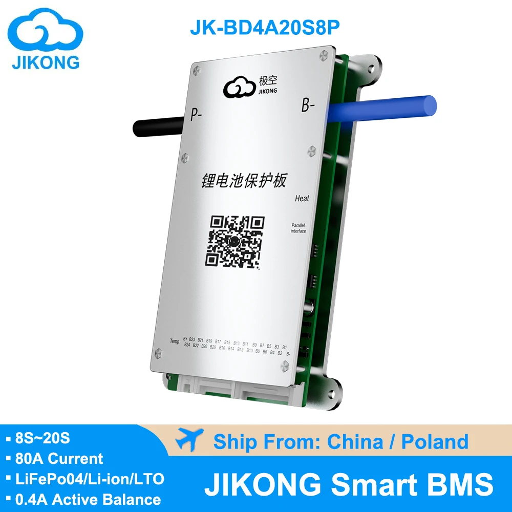 JK Active BMS BD4A20S8P 8S-20S 12 В 24 В 80 А с BT APP RS485 0,4 А Active Balance для LiFePo4 Li-ion LTO Батарея JIKONG Smart BMS
JK Active BMS BD4A20S8P 8S-20S 12 В 24 В 80 А с BT APP RS485 0,4 А Active Balance для LiFePo4 Li-ion LTO Батарея JIKONG Smart BMS