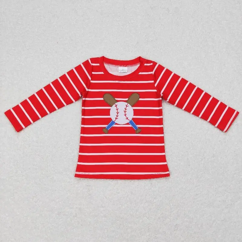 New rts baby boys spring tops wholesale boutique embroidery baseball red and white striped long sleeve Boy shirts
New rts baby boys spring tops wholesale boutique embroidery baseball red and white striped long sleeve Boy shirts