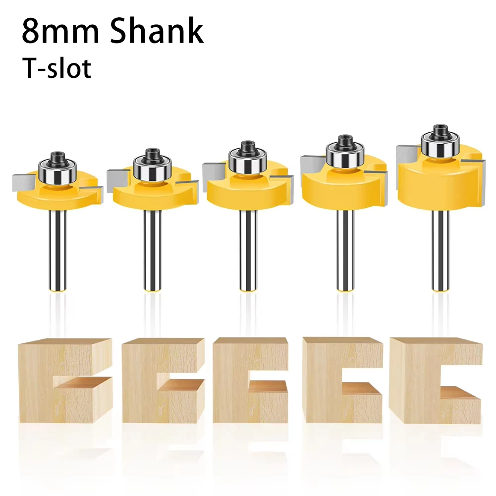8mm Shank T-Slot Router Bit With Ball Bearing Double Flute Woodworking Cutter For Wood Grooving And Rabbet Making
8mm Shank T-Slot Router Bit With Ball Bearing Double Flute Woodworking Cutter For Wood Grooving And Rabbet Making