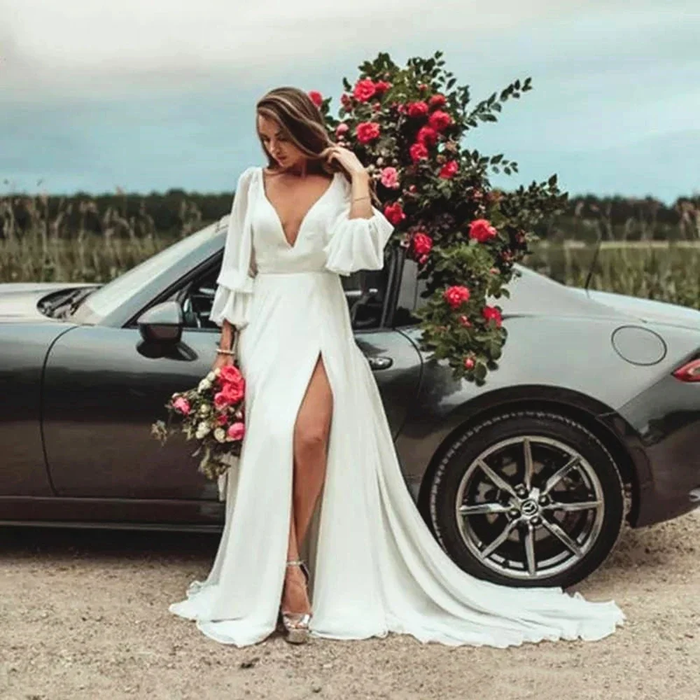 Boho Bohemian Wedding Dress Deep V Neck Open Back Long Sleeve Elegant Chiffon Vestidos De Novia Bridal Gowns Casual Beach
Boho Bohemian Wedding Dress Deep V Neck Open Back Long Sleeve Elegant Chiffon Vestidos De Novia Bridal Gowns Casual Beach