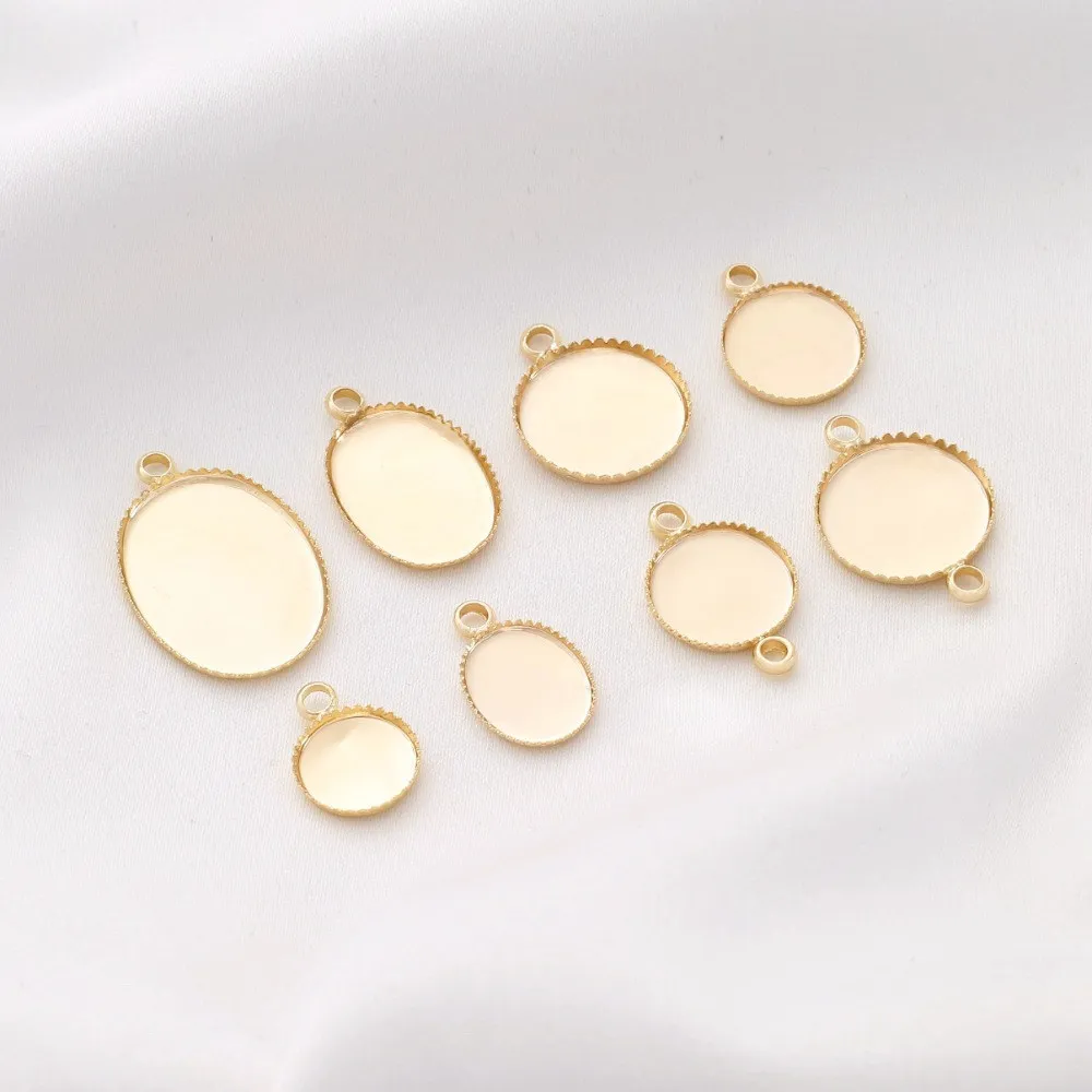 14K Gold-plated Oval Single Hanging Double Hanging Ring, Empty Support, Bottom Support, Inlaid Tray, DIY Pendant Accessory
14K Gold-plated Oval Single Hanging Double Hanging Ring, Empty Support, Bottom Support, Inlaid Tray, DIY Pendant Accessory