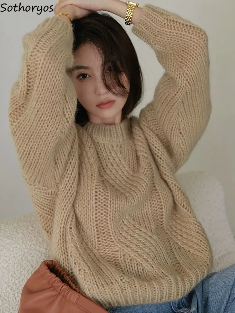 Basic Knitted Pullovers Women Cropped Vintage Loose All-match Elegant Office Ladies Classic Streetwear Simple New Khaki Sweaters
Basic Knitted Pullovers Women Cropped Vintage Loose All-match Elegant Office Ladies Classic Streetwear Simple New Khaki Sweaters