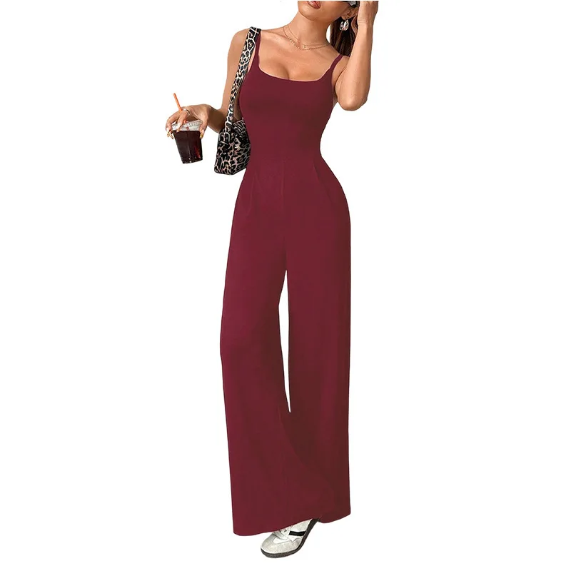 Loose Women's Jumpsuit Summer Pure Color Strap Style High Waist Long Pants Silk Fabric Ladies Overall Dress Casual Fashion
Loose Women's Jumpsuit Summer Pure Color Strap Style High Waist Long Pants Silk Fabric Ladies Overall Dress Casual Fashion