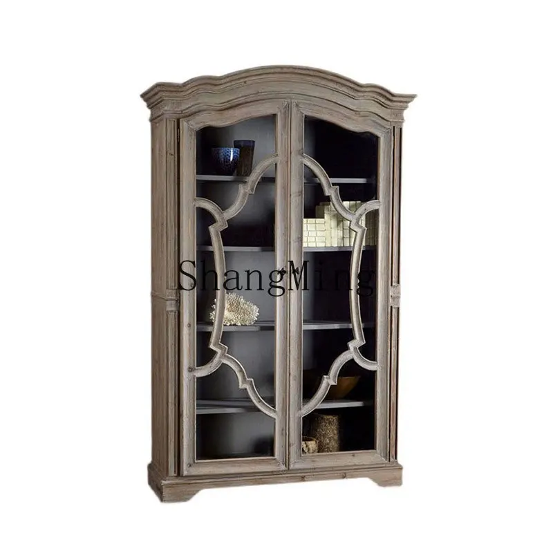 HJ solid wood double door glass retro wall bookcase living room storage decoration dining side wine cabinet
HJ solid wood double door glass retro wall bookcase living room storage decoration dining side wine cabinet