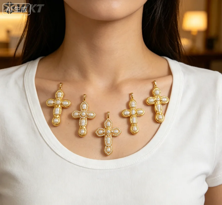 WT-JP445 Handmake Creative Natural Freshwater Pearl Cross Shape Pendant Gold Plated Jewelry For Girls ACC
WT-JP445 Handmake Creative Natural Freshwater Pearl Cross Shape Pendant Gold Plated Jewelry For Girls ACC