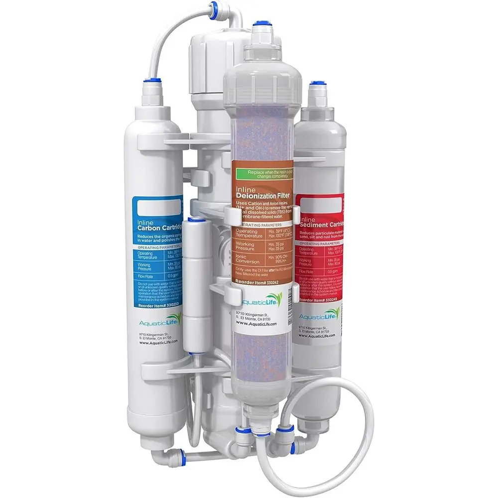 4-Stage Aquarium Water Filter System, Reverse Osmosis RO/DI Filtration Unit, 50 GPD for Fish Tanks and More
4-Stage Aquarium Water Filter System, Reverse Osmosis RO/DI Filtration Unit, 50 GPD for Fish Tanks and More