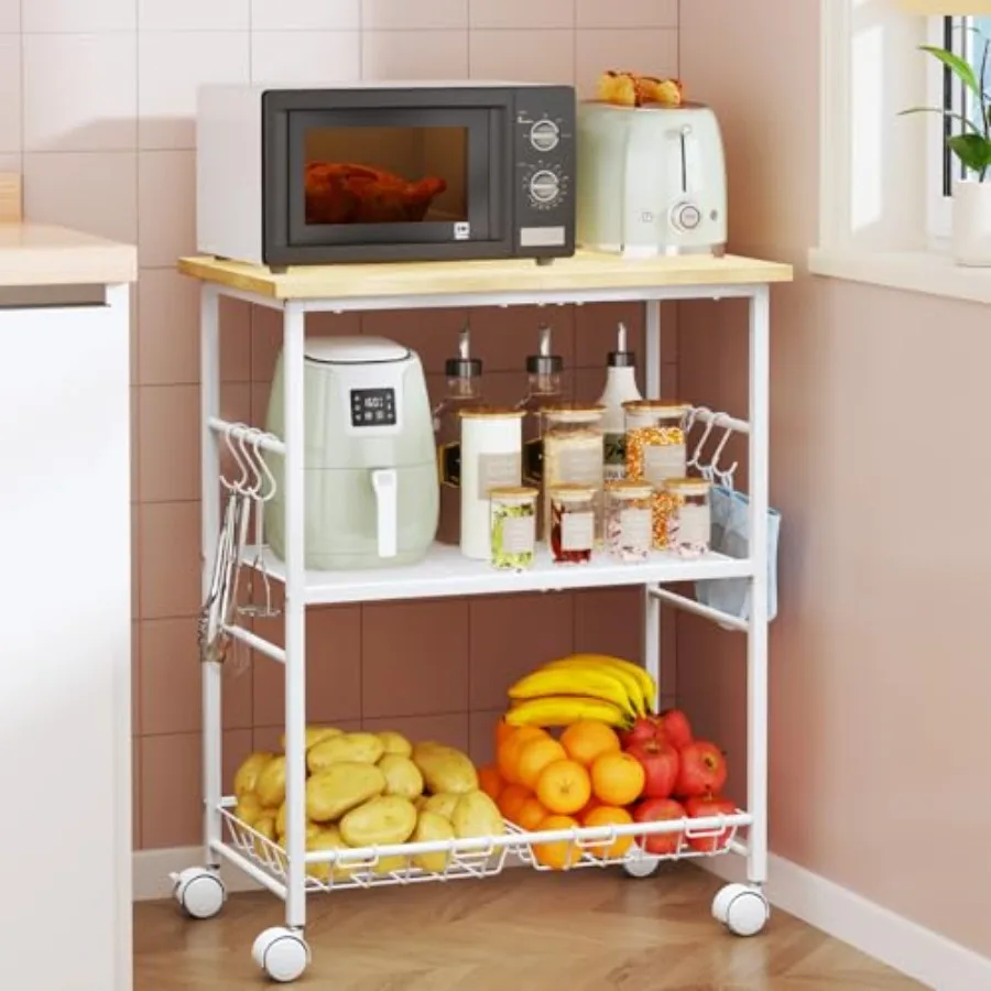 Rolling Kitchen Microwave Cart - 3 Tier Microwave Table Stand with Storage Basket and Hooks Kitchen Utility Cart on Wheels Coff
Rolling Kitchen Microwave Cart - 3 Tier Microwave Table Stand with Storage Basket and Hooks Kitchen Utility Cart on Wheels Coff