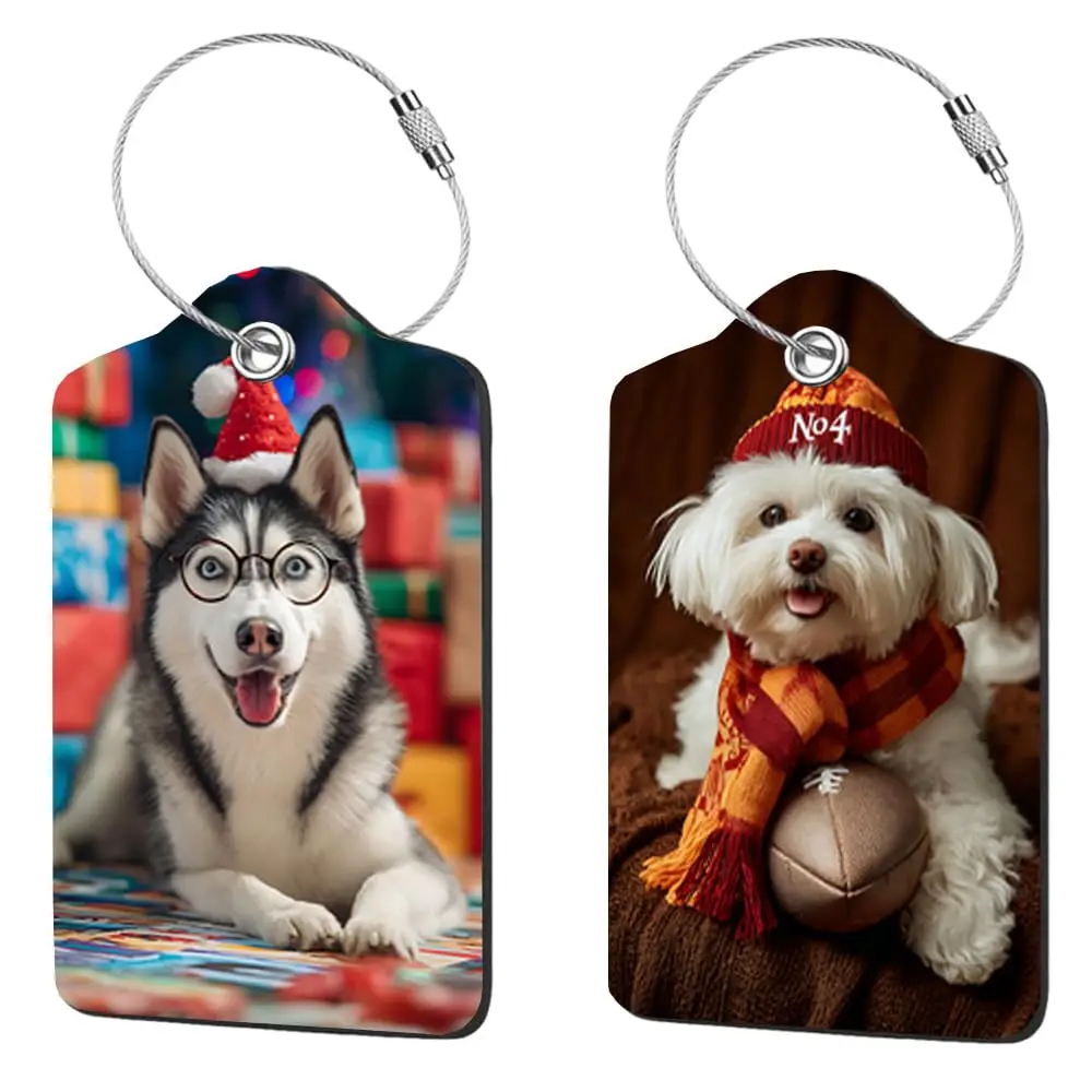 2 Pack Luggage Tags for Suitcase, Cute Dog Design with Winter Hat and Christmas Style, Colorful Multi Pattern PU Leather Deco
2 Pack Luggage Tags for Suitcase, Cute Dog Design with Winter Hat and Christmas Style, Colorful Multi Pattern PU Leather Deco
