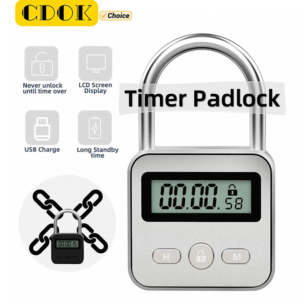 CDOK Timer Padlock, Padlock with Countdown Timer for Automatic Unlocking, Multi-purpose
CDOK Timer Padlock, Padlock with Countdown Timer for Automatic Unlocking, Multi-purpose