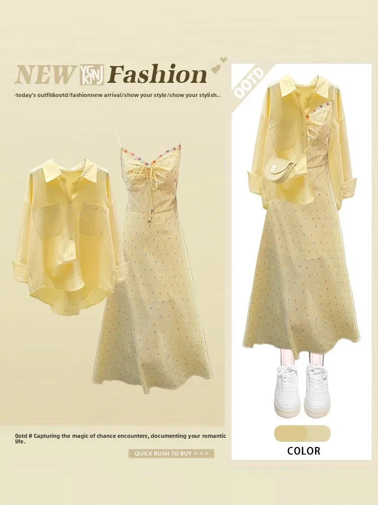 Sweet Floral Print irt And Dr Two-Piece Set for Women Autumn Season Casual Wear Gentlewoman Sle Long Sve Collar
Sweet Floral Print irt And Dr Two-Piece Set for Women Autumn Season Casual Wear Gentlewoman Sle Long Sve Collar