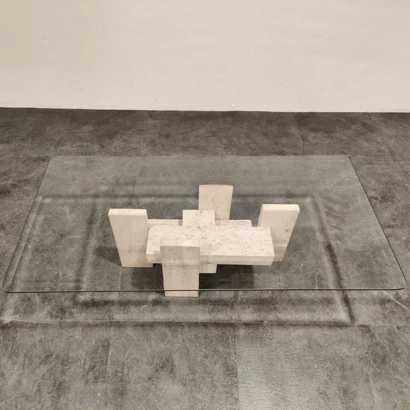 Tempered glass coffee table light luxury simple yellow travertine rectangular coffee table tea table small apartment
Tempered glass coffee table light luxury simple yellow travertine rectangular coffee table tea table small apartment