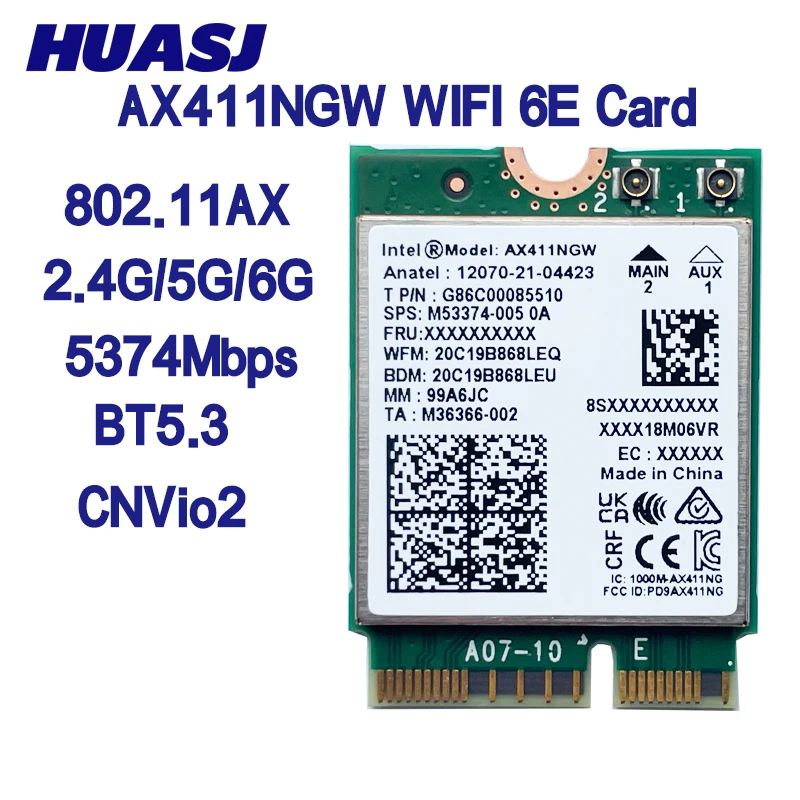 Сетевая карта Wi-Fi 6E AX411 AX411NGW WIFI CNvio2 802.11ax 2,4/5/6 ГГц BT5.3 для Win 10 11 12-го процессора
Сетевая карта Wi-Fi 6E AX411 AX411NGW WIFI CNvio2 802.11ax 2,4/5/6 ГГц BT5.3 для Win 10 11 12-го процессора