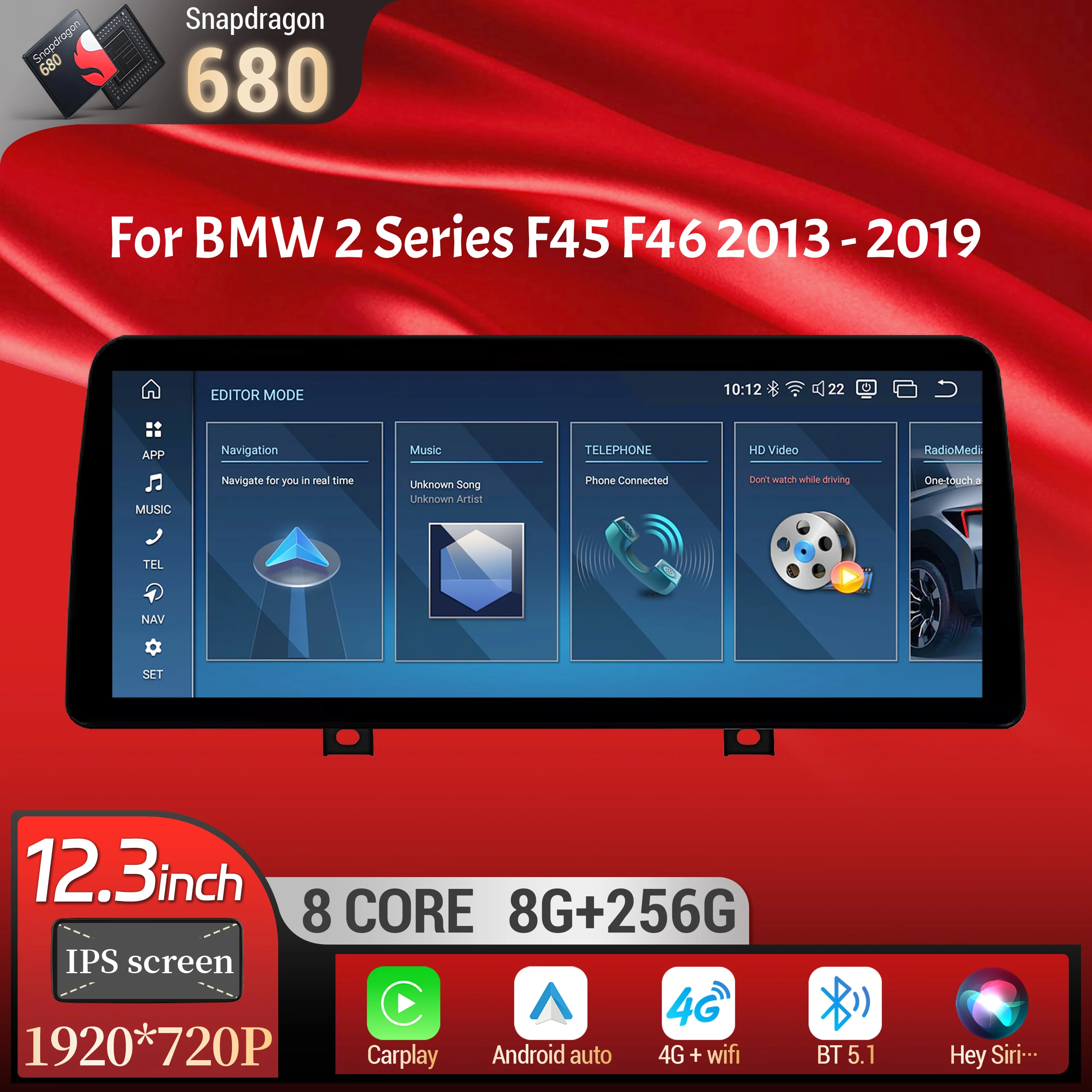 12.3 inch 4G Android 13 For BMW 2 Series F45 F46 2013-2019 Car Radio Wireless Bluetooth Carplay Head Unit Snapdragon 680 Screen
12.3 inch 4G Android 13 For BMW 2 Series F45 F46 2013-2019 Car Radio Wireless Bluetooth Carplay Head Unit Snapdragon 680 Screen