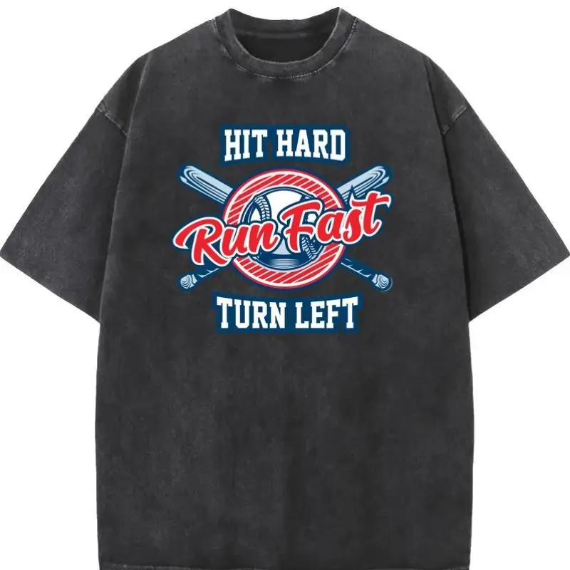 Vintage Washed Baseball T-shirt Hit Hard Run Fast Turn Left Graphic Tee Sports Slogan Top Casual Loose Fit Cotton Unisex
Vintage Washed Baseball T-shirt Hit Hard Run Fast Turn Left Graphic Tee Sports Slogan Top Casual Loose Fit Cotton Unisex