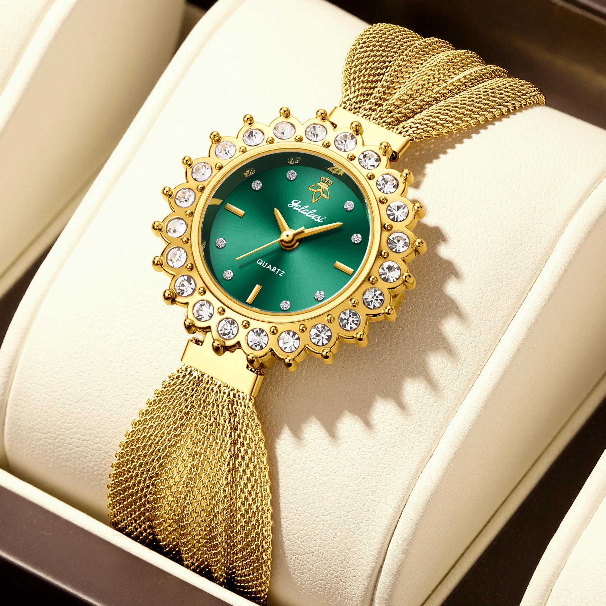 Бренд YaLaLuSi, цельный легкий дышащий сетчатый ремешок, женские кварцевые наручные часы со стразами, универсальный винтажный стиль
Бренд YaLaLuSi, цельный легкий дышащий сетчатый ремешок, женские кварцевые наручные часы со стразами, универсальный винтажный стиль