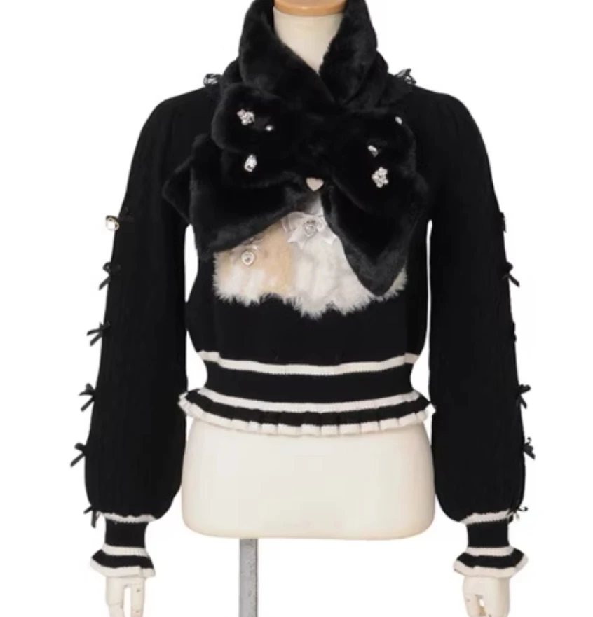 Japanese Liz New Sweet Women Girls Cute Cat Knitwear Lolita Bow Plush Cartoon Embroidery Knitted Sweater Autumn Winter Pullovers
Japanese Liz New Sweet Women Girls Cute Cat Knitwear Lolita Bow Plush Cartoon Embroidery Knitted Sweater Autumn Winter Pullovers