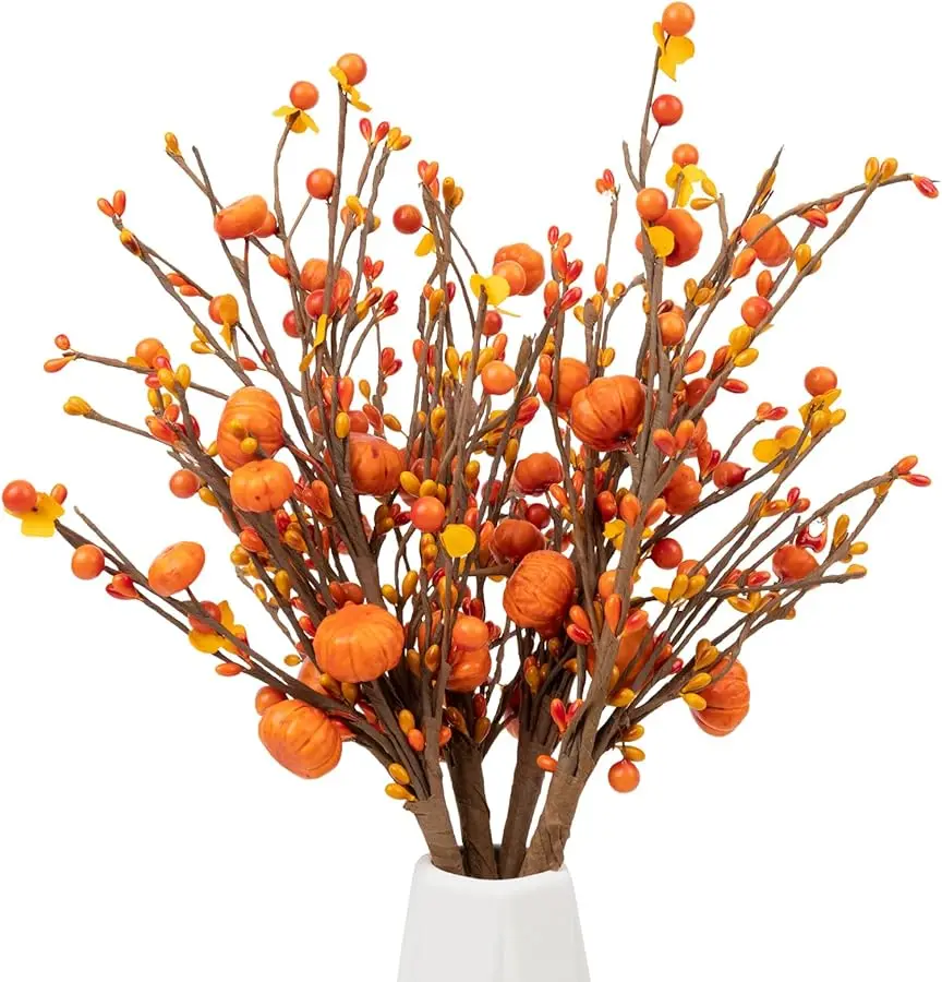 4Pcs Fall Artificial Berry Stems Orange Pumpkin Picks Fall Flowers for Vase Autumn Floral Decor Thanksgiving Harvest Home Vase F
4Pcs Fall Artificial Berry Stems Orange Pumpkin Picks Fall Flowers for Vase Autumn Floral Decor Thanksgiving Harvest Home Vase F